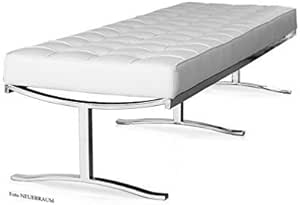 Largo Elegante Bauhaus Banco de cuero Banco Piel Natural Pie Acero