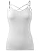 BEKDO Womens Basic Strappy Cutout Spaghetti Strap Solid Cami Tank Top-S-White