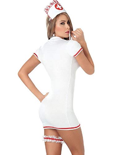 FONDBERYL-Costume-da-Infermiera-Sexy-con-Reggicalze-e-Berretto-di-Cosplay-delle-Donne-Vestito-Sexy-Lingerie-Intimo-da-Infermiera-Calze-Bianco-L