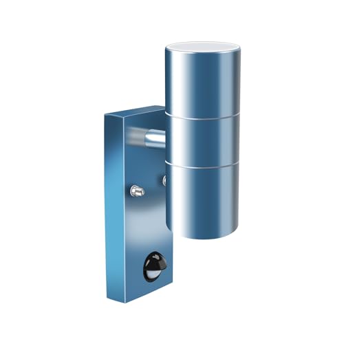 ALUSSO Outdoor Stainless Steel Wall Light IP65 Garden Down Light Sconce Lamp Outside Security Light Complete with 5w Cool White 6000K GU10 LED Bulb, Black, 1 Pack