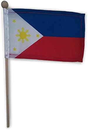 Tinisas World 10 Premium 4x6 Inch Philippines Hand Held Flag Mini Filipino Stick Flag With Safety Ball Top 10 pack