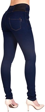 ARCO IRIS Women's High Waist Skinny Elastic Waistband Denim Jeans Navy Junior Size 1