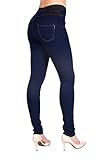 ARCO IRIS Women's High Waist Skinny Elastic Waistband Denim Jeans Navy Junior