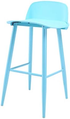 WYNZYJBD High Bar Chair, Bar Stool Modern Bar Stool Cafe Counter Kitchen Metal Leg Plastic Seat (Color : Blue)