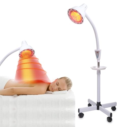 LBOYLOVE® Infrared Light Therapy 275W Red Near Infrared Heat Lamp for Body or Pain Therapy Device, Adjustable Red Light Standing Lamp Set with Timer and Adjustable Height Stand