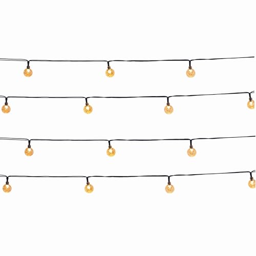 Lot de 2 guirlandes lumineuses solaires 20 globes scintillants LED blanc chaud FESTY WHITE 5.80m