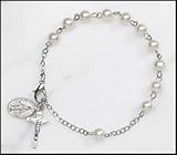 Catholic Womens Ivory Imitation Pearl Rosary Bracelet