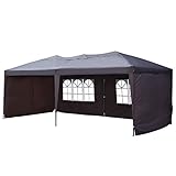 Outsunny Easy Pop Up Canopy Party Tent, Coffee Brown with 4 Removable Sidewalls, 10-Feet x 20-Feet