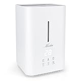 Mooka Ultrasonic Cool Mist Humidifier - 4L Large Capacity, Top Fill Water, Humidity Sensor, Timer, Whisper-quiet Operation with Adjustable Mist Mode for Home, Office, Bedroom, Baby room, White - Grey