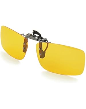 Yellow Night Vision Polarized Clip-on Flip up Metal Clip Sunglasses Driving