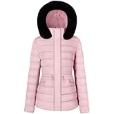 BodiLove Women's Fur Hooded Utility Jacket With Zipper and Flannel Lining Lilac M