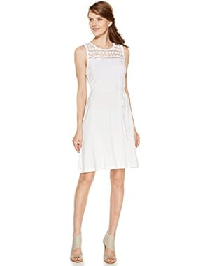 Calvin Klein Lace-Yoke White Shift Dres 12