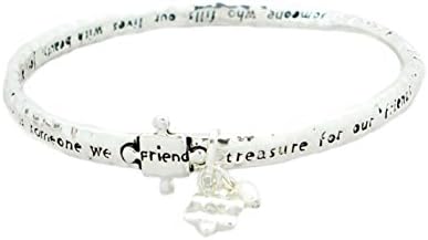 Silvertone Friend Family Theme Bangle Bracelet w/Gift Box Athena Brand