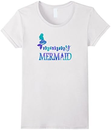 Womens Mommy Mermaid Shirt - Cute Mermaid Mom T-Shirt Small White