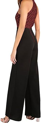 Fashion Sequined Patchwork Zipped Jumpsuits Halter Neck Off Shoulder Sleeveless Top and Black Wide Leg Long Pants Rompers