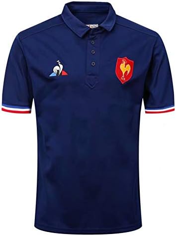 QIHANG French Chicken Embroidery Polo T Shirt Football Clothing,Royal Blue-XL
