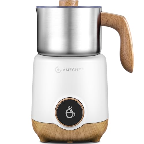 AMZCHEF 8-IN-1 Milk Frother and Steamer 550 Watts, 21 oz Split Stainless Steel…