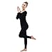 Ensnovo Womens Spandex Bodysuit Long Sleeve Scoop Neckline Footless Unitard Black,L