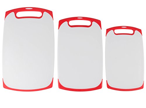 Set of 3 Small Medium Large Cutting Boards With Non Slip Feet