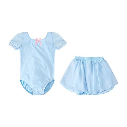 MHJY Girls Ballet Dance Leotard with Separated Skirt Kids Ballet Tutu Dress Dancewear Leotard Dress Blue