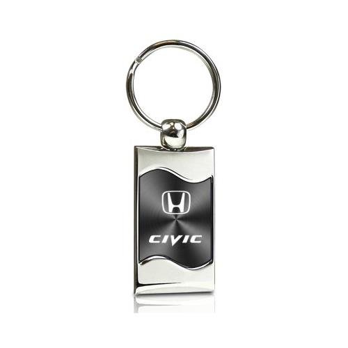 Honda Civic Gray Spun Brushed Metal Key Chain