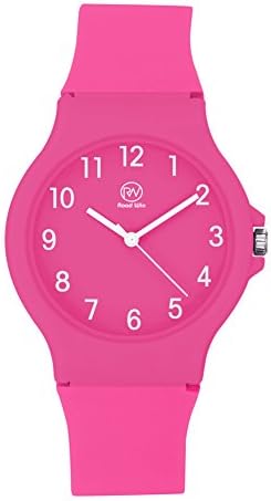 RW Unisex Wristwatch Fashion Casual Quartz Analog Wrist Watch with Silicone Strap for Men Male Women Ladies Female TB-5017 (Pink)