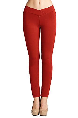 'L21 Womens Slim Fit Stretch Professional Ponte Pants, Rust, Large'