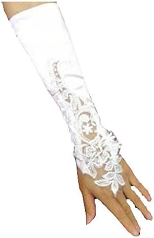 YSFS Women's Lace Briadal Gloves Fingerless Wedding Party Prom Ivory