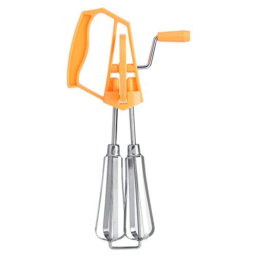 Stainless Steel Manual Whisk Egg Beater Rotary Handheld Egg Frother Mixer Cooking Tool Kitchen(Orange)
