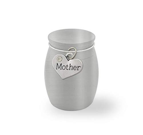 Small Mini Mother Mom Memorial Ashes Holder Container Jar Vial Brushed Stainless Steel Cremation Funeral Urn
