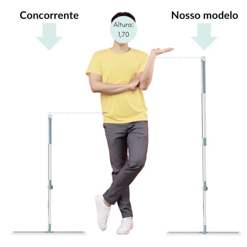Rodo e Vassoura Mágica 2 em 1 de Silicone, 1,40m, Articulado, Giratório 180°, Ajustável, Limpeza de Vidros, Pisos, Pelos de Pet, Janelas, Cabo Desmontável em Aço Inoxidável, Varre e Seca, Marca ATM