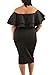 GOSOPIN Women's Off Shoulder Ruffle Bodycon Fit Sexy Midi Dresses Floral Print X-Large Black