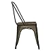 Poly and Bark Trattoria Kitchen and Dining Metal Side Chair with Elm Wood Seat in Bronze