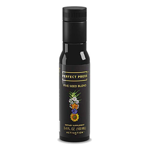Activation Products, Perfect Press Five Seed Oil Blend - Vegan, Organic Sunflower Seed, Flax Seed Oil, Black Sesame Oil, Coriander Seed and Pumpkin Seed Oil with Plant Based Omega 3-6-9, 100ml