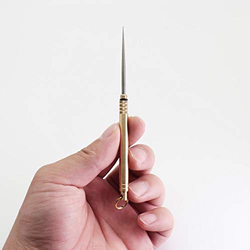 PPFISH Outdoor Camping Picnic Titanium Toothpick & Ear Pick EDC Keychain Tool With Brass Protective Case Holder Ultralight Travel Kits