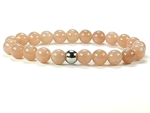 ZILALI Crystal Gemstone Beaded Bracelet, Natural 8mm Stone Bracelet for Women or Men Reiki Chakra Crystal Healing Bracelet for Gift Natural Stone Peach Sunstone
