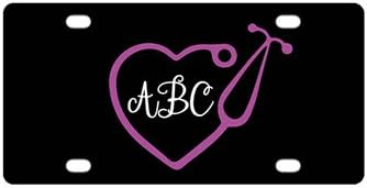 EnnE Personalized Monogrammed License Plate Cover With Any Text Custom Auto Car Tag 12 inch X 6 inch - Cute Nurse