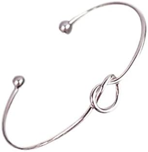 MilazerFashion Simple Knot Bangle Cuff Opening Bracelet Copper Casting Jewelry (Silver)