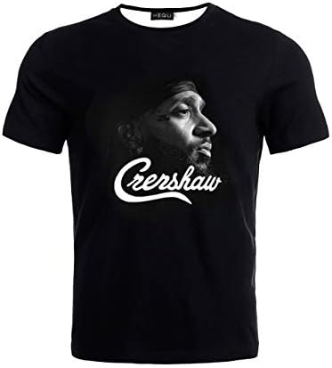 Queenromen Men's Nipsey Hussle Crenshaw Portrait Hip Hop Respect Rap T-Shirt Tee Tops