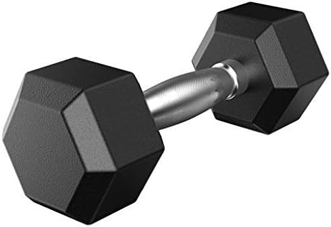 Sayhi Barbell Set Of 1 Hex Rubber Dumbbell With Metal Handles Exercise & Fitness Dumbbells Neoprene Hand Weight (D)