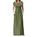 Howstar Women's Casual Long Dress Solid Short Sleeves Maxi Dresses for Ladies Party Dress with Pockets (2XL, Green)