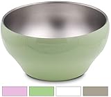 Stainless Steel Double-wall Vacuum Insulated Bowl, 24 oz, Perfect bowls for serving ice cream or hot soup (Green)