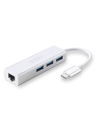 USB tipo C Hub adaptador Ethernet, USB C a 3 port USB 3,0 Hub con RJ45 Adaptador Gigabit Ethernet para la nueva MacBook 2016, Chromebook Pixel y más dispositivos USB Type C