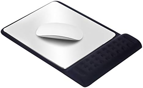 DATARAM Aluminum Mouse Pad with Memory Foam Wrist Rest, Hard Silver Metal Non-Slip PU Base Mouse Mat for Gaming, Office, iMac, MacBook (Black)