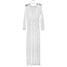 Wispun Women Sexy Deep-V Long Sleeve Lace Maxi Dresses See-through Mullet Dress (XXL, White)