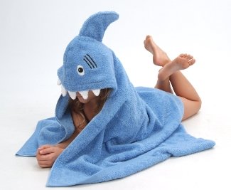 Yikes Twins Child Hooded Towel - Blue Shark