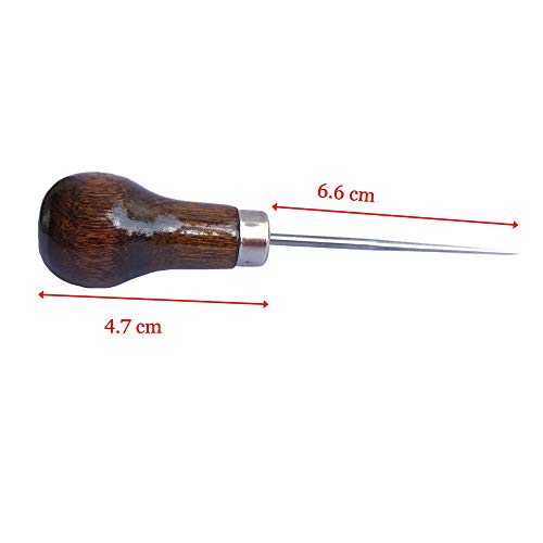 ZLKSKER (Pack of 2) Wooden Handle Scratch Awl for Leather Punch Hole or DIY Handmade (Gourd Awl) (2) - Thumbnail 3