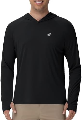 Zengjo Men's UPF 50+ Sun Hoodie, Lightweight Long Sleeve Fishing