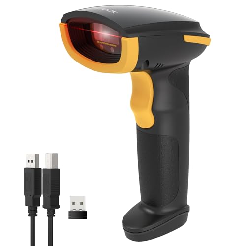 Inateck BCST-21 Wireless 1D Barcode Reader, 3 in 1 Barcode Shower Compatible with Bluetooth and 2.4GHz Wireless and USB Wired, 2000mAh with APP and SDK, for Android iOS PC, BCST-21