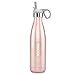 ICONIQ Stainless Steel Vacuum Insulated Water Bottle Includes Bonus Pop Up Straw Cap, 17 Ounce (Rose Gold with Gray Cap)
